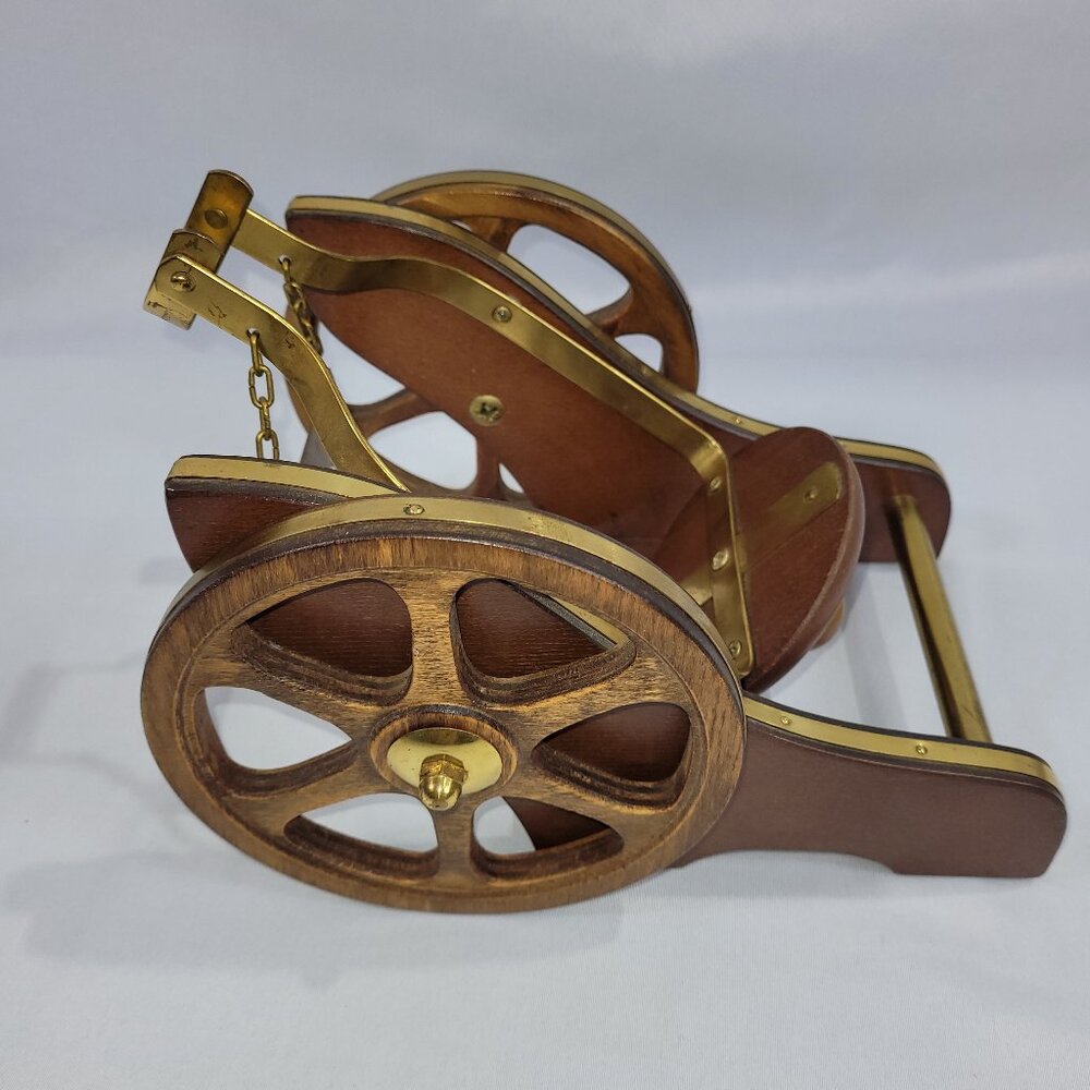 Courvoisier Cognac Vintage 10" Cannon Wood & Brass Bottle Holder Display